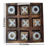Extrokids Noughts and Crosses Game Brass Wooden Tic Tac Toe Game - Brown - EKIT0024